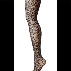 HUE Open Net Floral Tights Black M/L